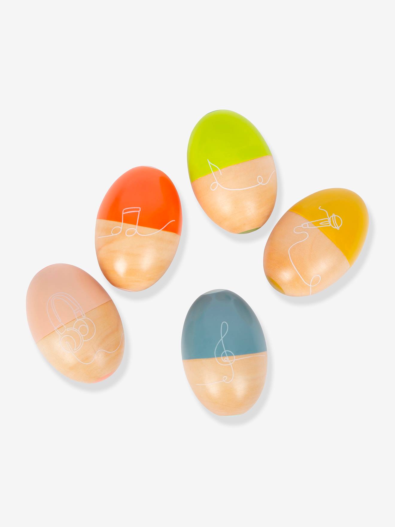 5er-Set Baby Rasseleier GROOVY BEATS aus Holz small foot® von Small Foot