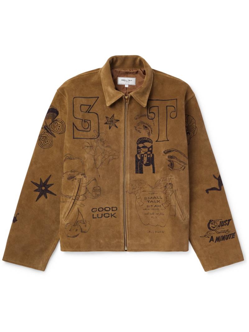 Small Talk - Printed Suede Blouson Jacket - Men - Brown - S von Small Talk