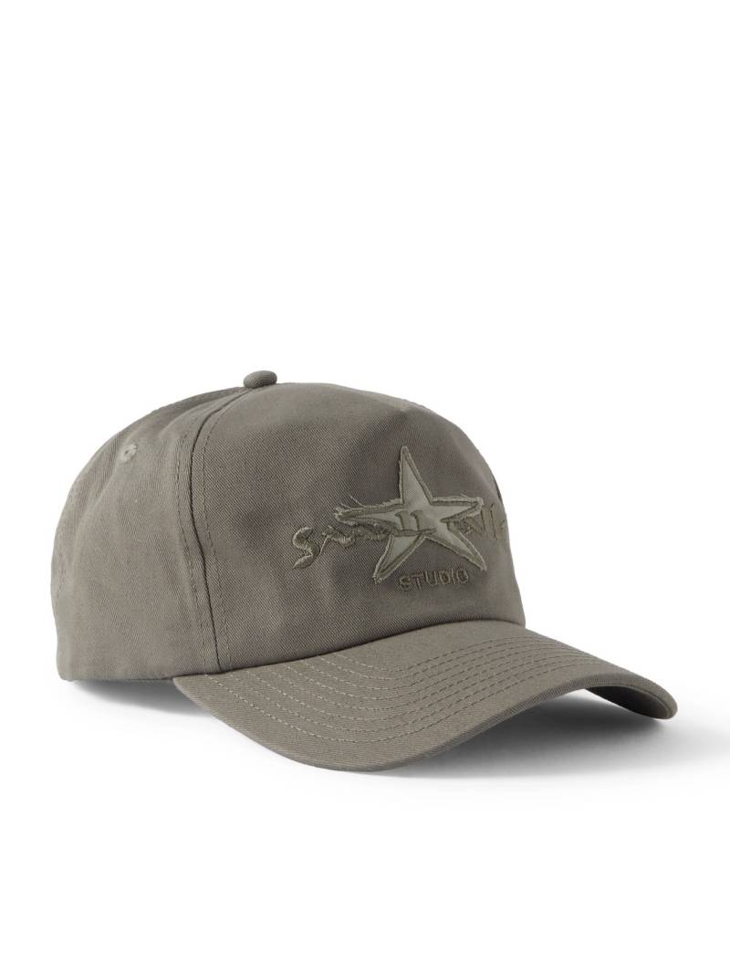 Small Talk - Star Appliquéd Embroidered Cotton-Twill Baseball Cap - Men - Green von Small Talk