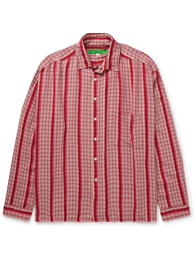 Small Talk - Striped Checked Voile Shirt - Men - Red - XL von Small Talk