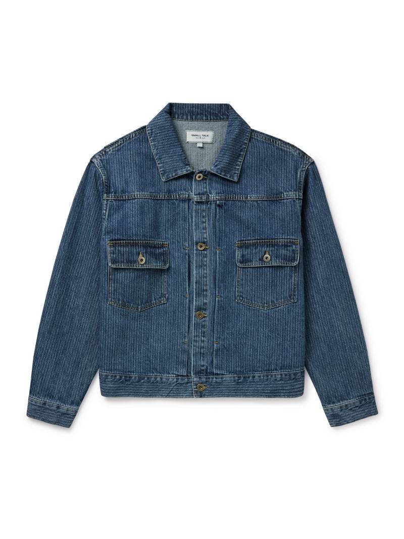 Small Talk - Striped Denim-Jacquard Trucker Jacket - Men - Blue - XL von Small Talk