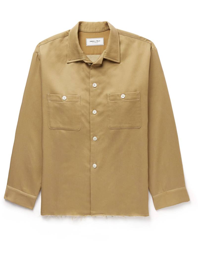 Small Talk - Throwing Fits Frayed TENCEL™ Lyocell-Blend Twill Overshirt - Men - Neutrals - L von Small Talk