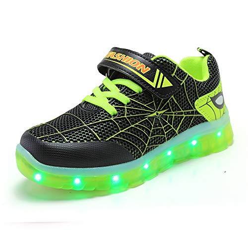 Small garlic LED 7 Farben Leuchtende Bunte Sneaker,Unisex Kinder Sportschuhe Leichte,Spider Man Licht Blinkschuhe Schuhe. von Small garlic