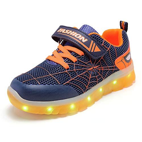 Small garlic LED 7 Farben Leuchtende Bunte Sneaker,Unisex Kinder Sportschuhe Leichte,Spider Man Licht Blinkschuhe Schuhe. von Small garlic