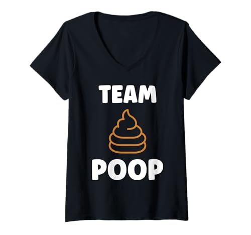 Damen Minimalist quote little poop humor simple Team poop T-Shirt mit V-Ausschnitt Damen Minimalist quote little poop humor simple Team poop T-Shirt mit V-Ausschnitt von Small little poop minimalist coca cocker