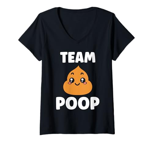 Damen Minimalist quote little poop humor simple Team poop T-Shirt mit V-Ausschnitt Damen Minimalist quote little poop humor simple Team poop T-Shirt mit V-Ausschnitt von Small little poop minimalist coca cocker