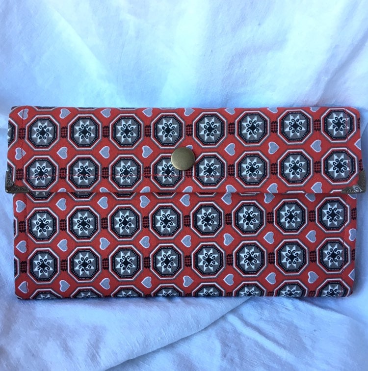 In Bedruckter Baumwolle, Brieftaschen, Geldbörsen, Taschen, Große, Rote Portemonnaie Geldbörse Damenbörse von SmallArtHandmade