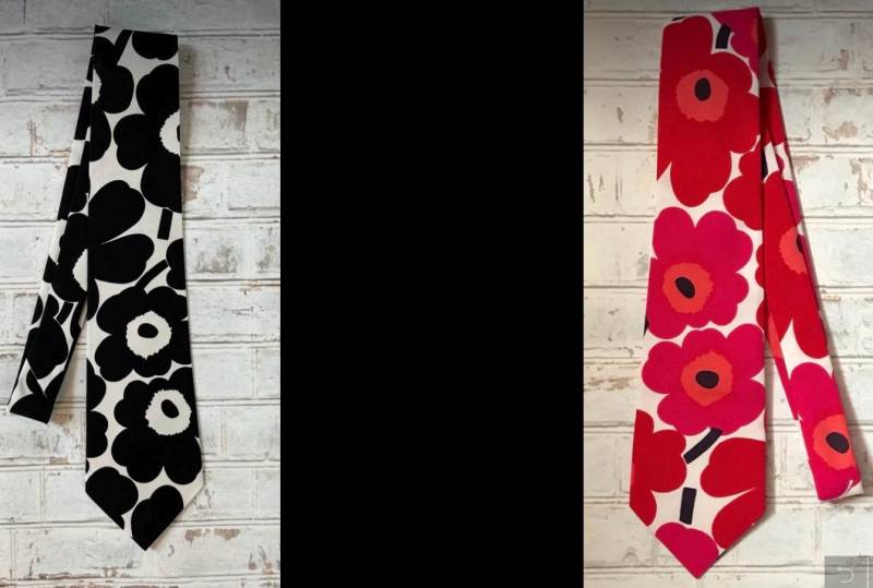 Rot Oder Schwarz Marimekko Limited Edition Baumwolle Retro Floral Krawatte Herren von SmallBatchBoutique