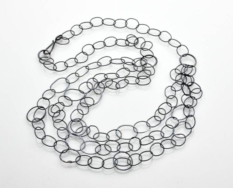 Dreifach Tier Sterlingsilber Von Handgeschmiedet Kette 60cm Lang, 24 in Oxidiert von SmallJoysStudio