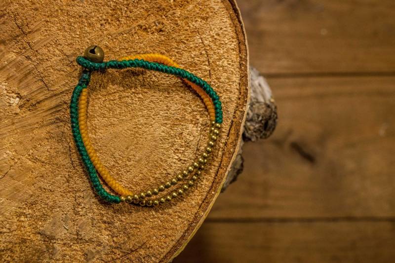 Makramee Armband Doppelstrang Zwei Farben/Doppelte Farbe/2 in 1/Gelb Und Grün von SmallShedStore