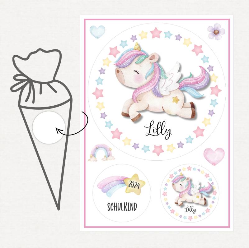 Applikation Aufnäher Schultüte Personalisiert Mit Name, Einhorn von SmallTreasuresDE