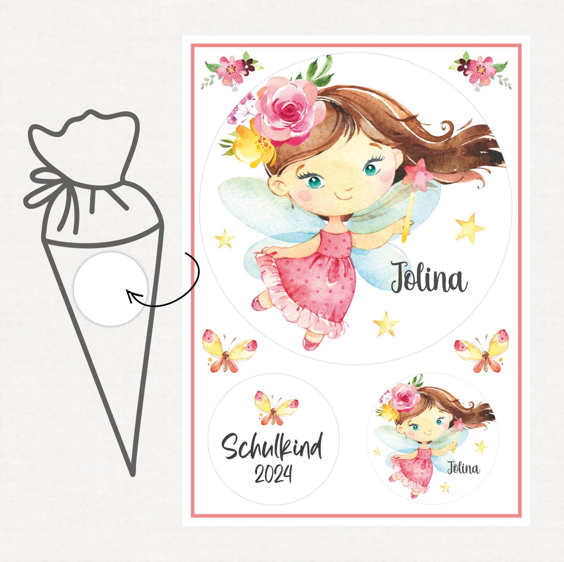 Applikation Aufnäher Schultüte Personalisiert Mit Name, Fee von SmallTreasuresDE