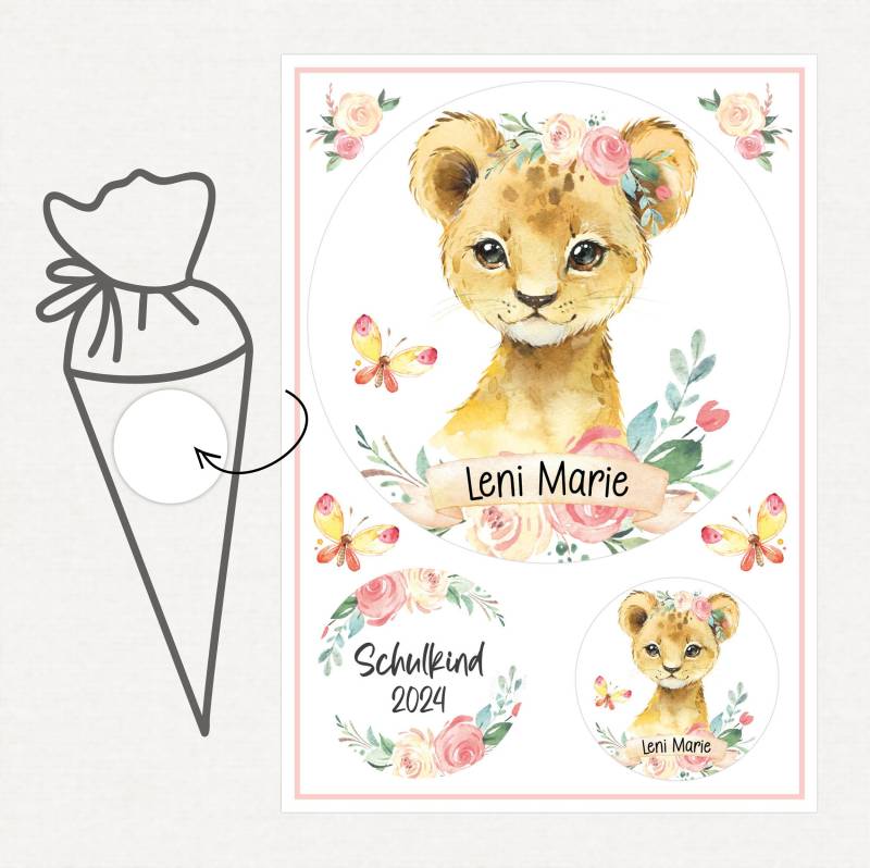 Applikation Aufnäher Schultüte Personalisiert Mit Name, Löwenmädchen von SmallTreasuresDE
