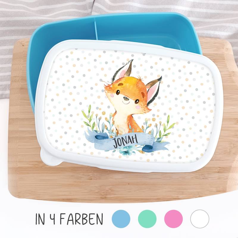 Brotdose Brotbox Lunchbox Personalisiert, Motivauswahl Pinguin Fuchs Waschbär Leopard von SmallTreasuresDE