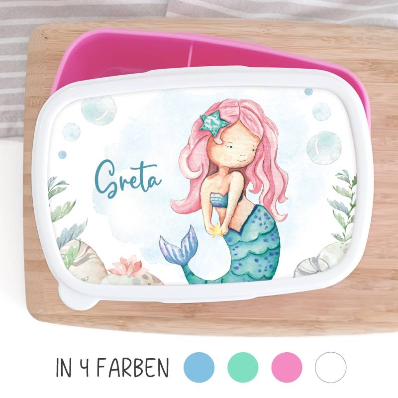 Brotdose Für Kinder, Meerjungfrau Mit Namen Personalisiert, Vesper Pausenbrot von SmallTreasuresDE