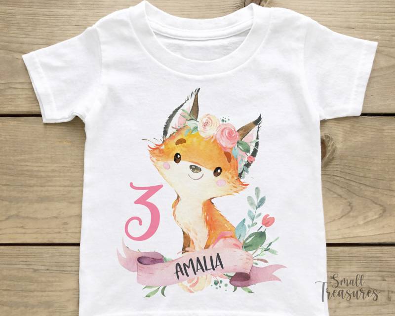 Geburtstagsshirt Personalisiert, Geburtstag Mädchen Fuchs T-Shirt Tshirt von SmallTreasuresDE