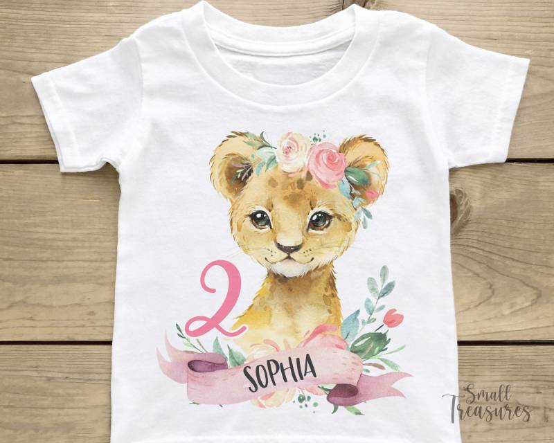Geburtstagsshirt Personalisiert, Geburtstag Mädchen Löwe T-Shirt Tshirt von SmallTreasuresDE