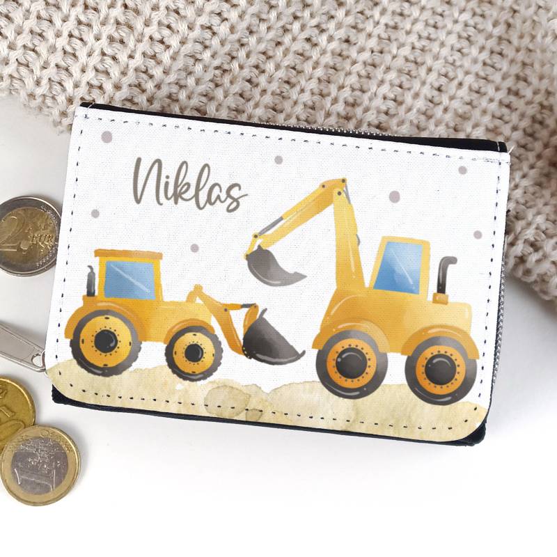 Geldbörse Für Kinder Bagger Portmonee Personalisiert Mit Name Baustelle von SmallTreasuresDE