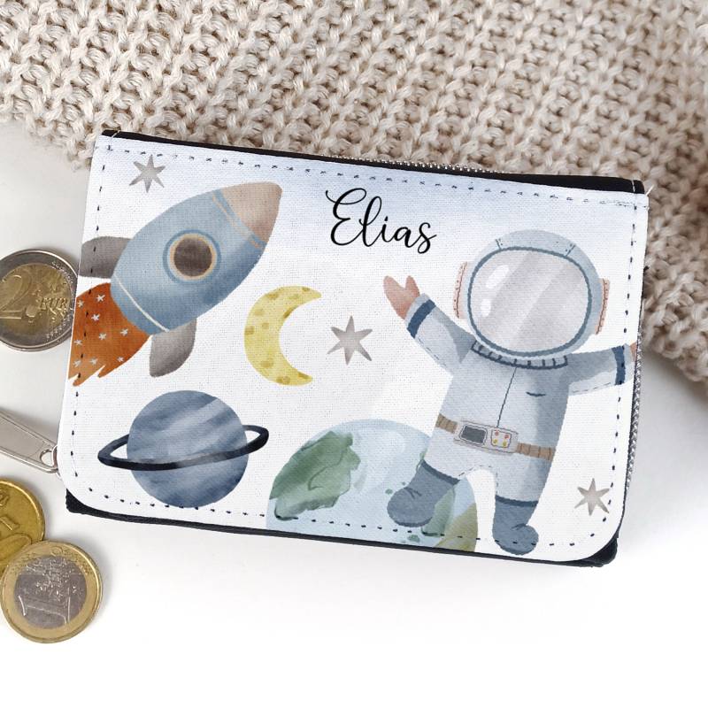Geldbörse Für Kinder Weltall Portmonee Personalisiert Mit Name Weltraum, Astronaut Rakete von SmallTreasuresDE