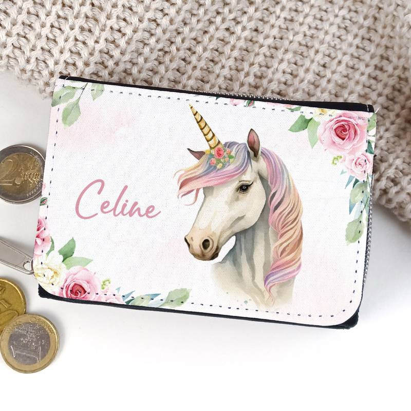 Kinder Geldbörse Portmonee Personalisiert Mit Name Einhorn von SmallTreasuresDE