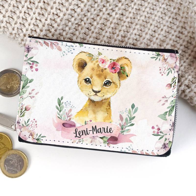 Kinder Geldbörse Portmonee Personalisiert Mit Name Löwenmädchen von SmallTreasuresDE