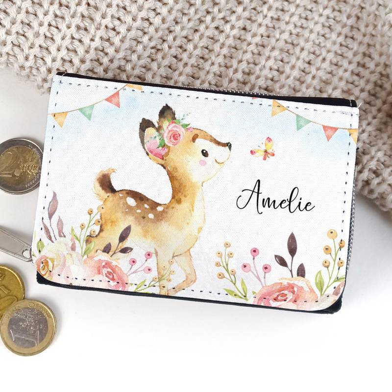 Kinder Geldbörse Portmonee Personalisiert Mit Name Reh von SmallTreasuresDE