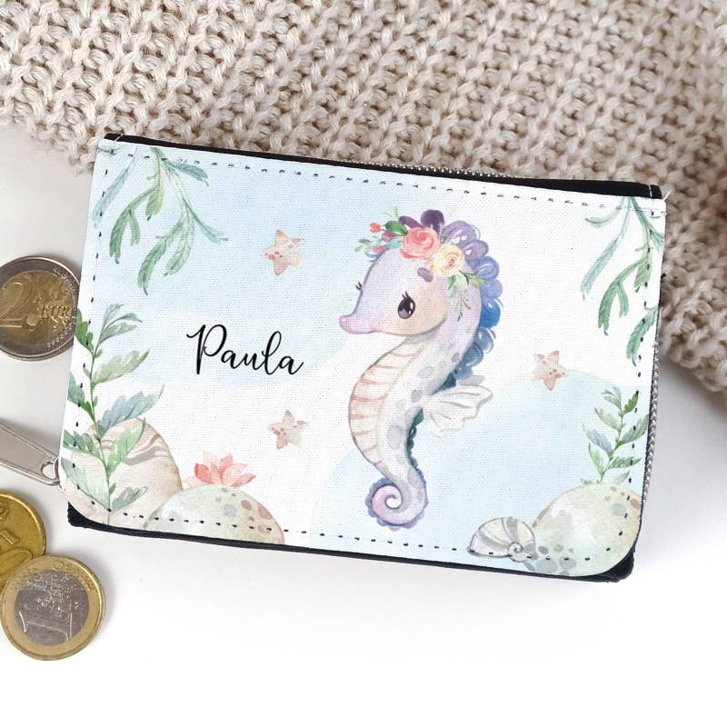 Kinder Geldbörse Portmonee Personalisiert Mit Name Seepferdchen von SmallTreasuresDE