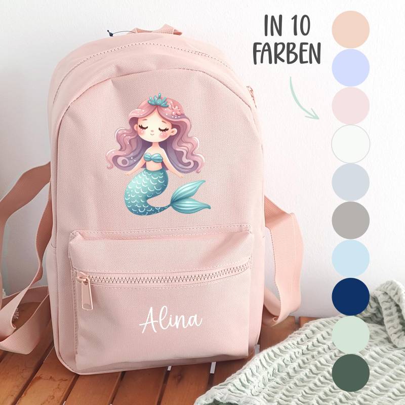 Kindergartenrucksack Meerjungfrau, Kindergartentasche Personalisiert, Farbauswahl, Geschenkidee Für Kinder von SmallTreasuresDE