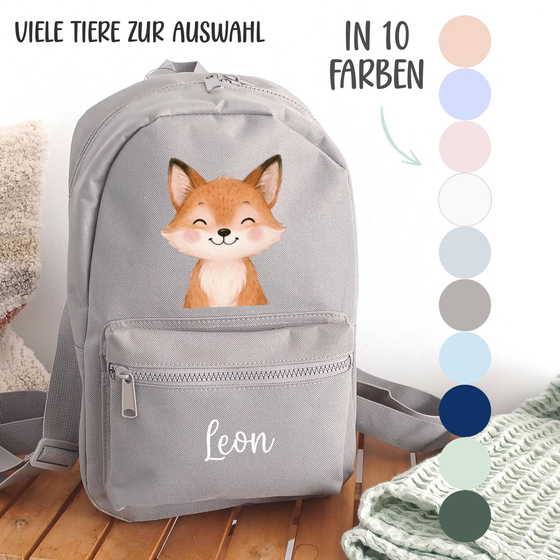 Kindergartenrucksack Tiere, Kindergartentasche Personalisiert, Farbauswahl, Geschenkidee Für Kinder, Rucksack von SmallTreasuresDE