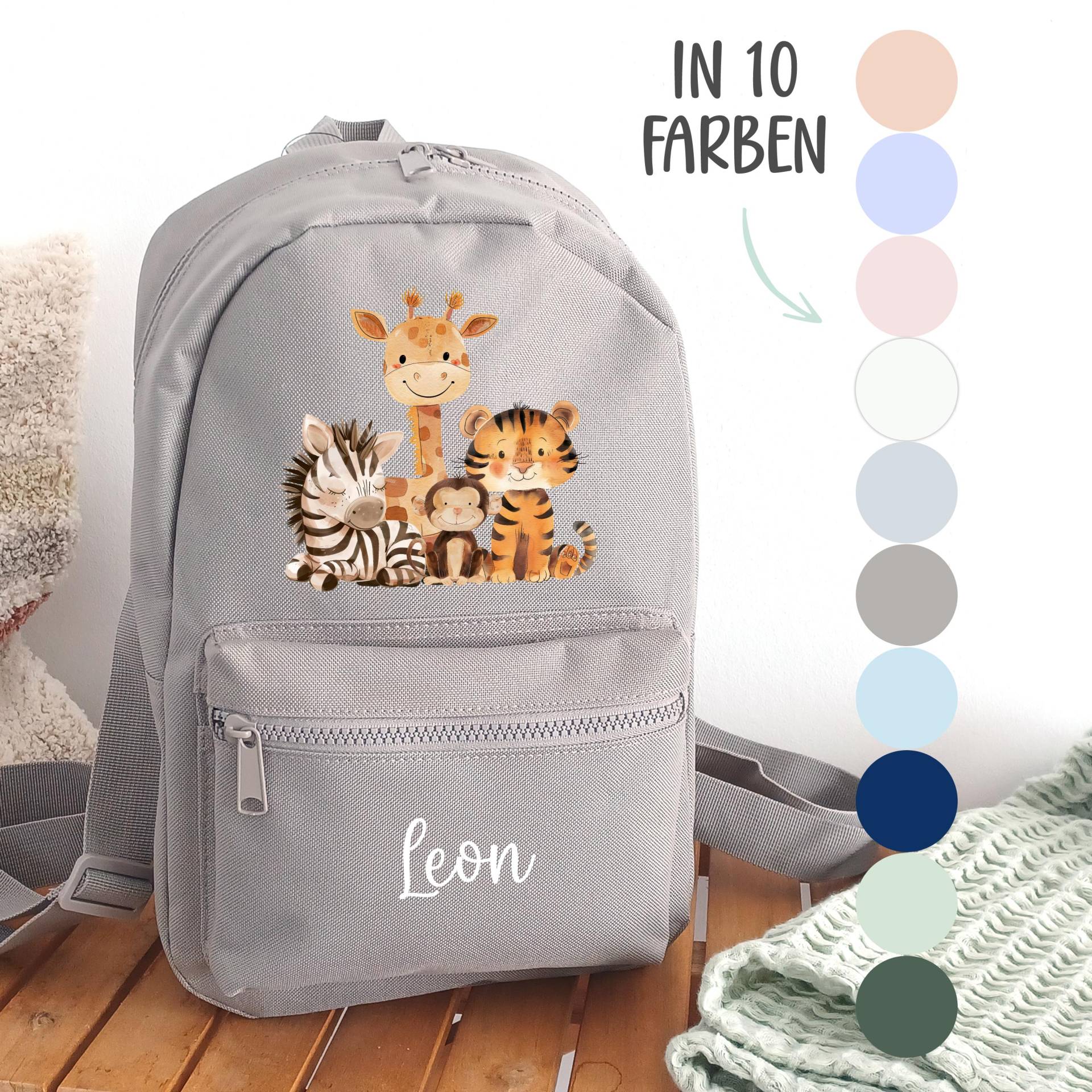 Kindergartenrucksack Tiere Zoo, Kindergartentasche Personalisiert, Farbauswahl, Geschenkidee Für Kinder Kindergartenrucksack Tiere Zoo, Kindergartentasche Personalisiert, Farbauswahl, Geschenkidee Für Kinder von SmallTreasuresDE