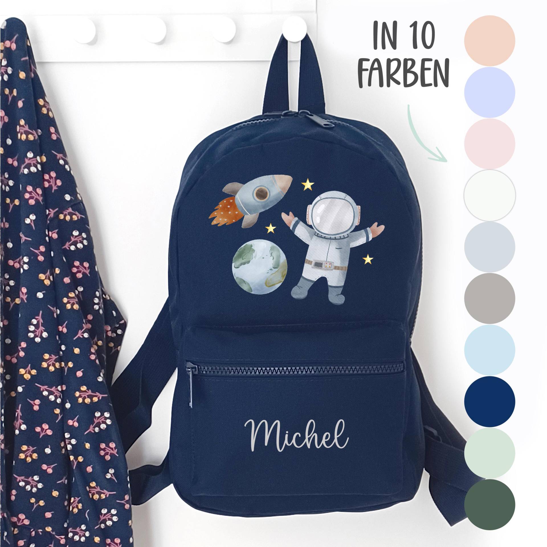 Kindergartenrucksack Weltall Astronaut, Kindergartentasche Personalisiert, Farbauswahl, Geschenkidee Für Kinder, Weltraum Rakete von SmallTreasuresDE