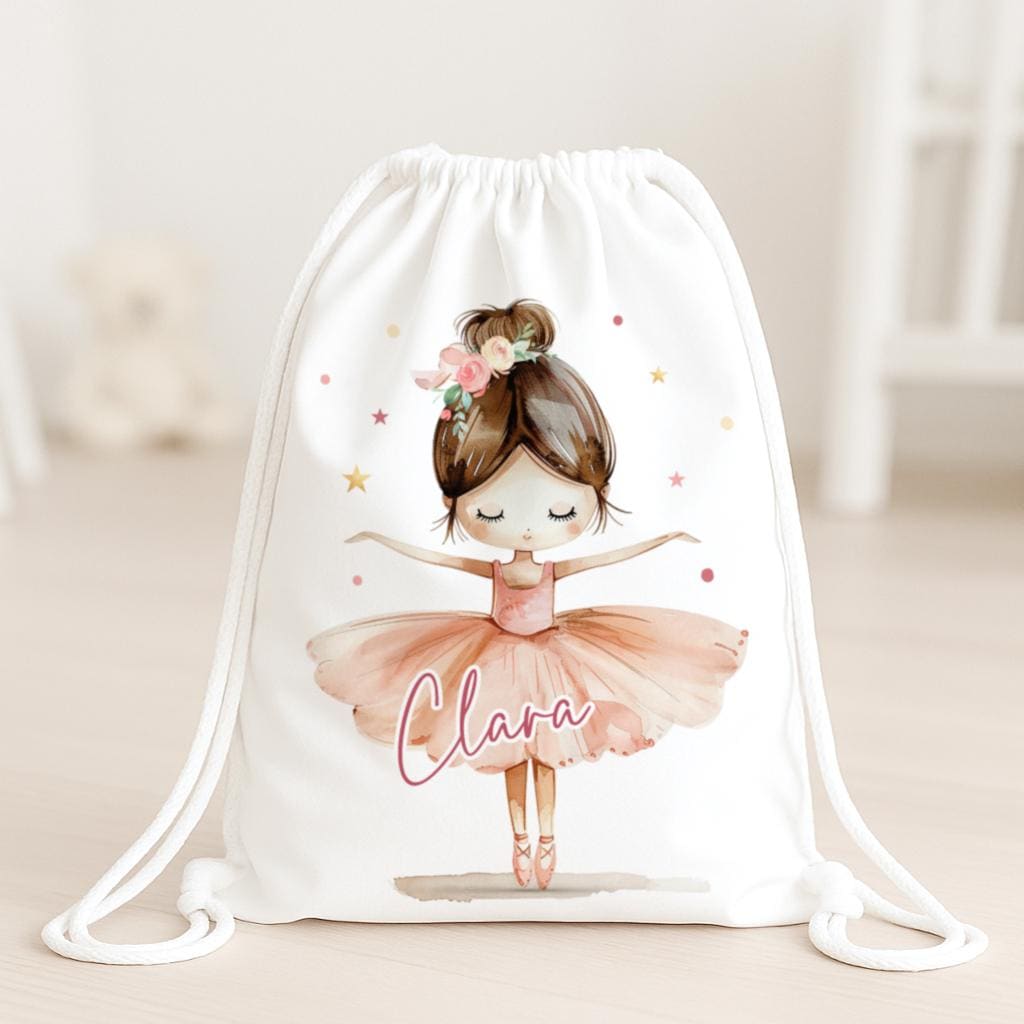Turnbeutel Ballerina Für Kinder | Stoffbeutel Mit Namen Stofftasche Personalisiert Wechselsachen Ballett von SmallTreasuresDE