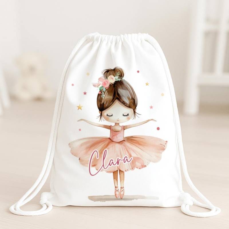 Turnbeutel Ballerina Für Kinder | Stoffbeutel Mit Namen Stofftasche Personalisiert Wechselsachen Ballett von SmallTreasuresDE