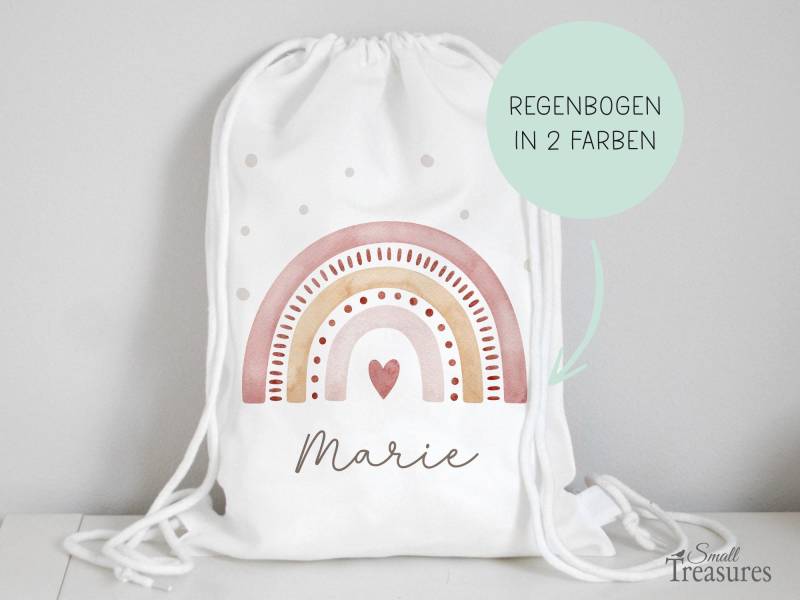 Turnbeutel Regenbogen Stoffbeutel Rucksack Mit Name Personalisiert von SmallTreasuresDE
