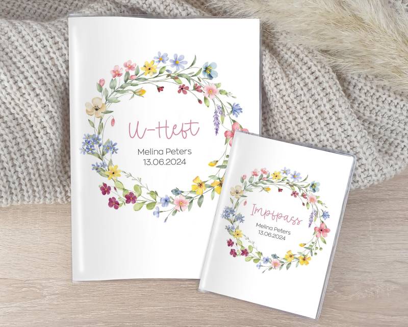 U-Heft Und Impfpass Personalisiert Blumenkranz, Uheft Für Mädchen, Geschenk Zur Geburt, Geschenkidee Babys, Vorsorgeheft Umschlag von SmallTreasuresDE