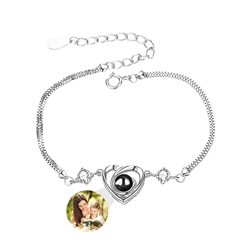 Benutzerdefiniertes Herz-Foto-Armband für Frauen - Projektion Mit Bild im Inneren - Ich Liebe Dich in 100 Sprachen - Geschenk für Muttertag, Jahrestag, Valentinstag, Geburtstag, Stil 4 von Smallduuck