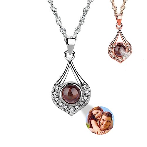 Personalisierte Bild Projektion Halskette für Frauen Silber Ich liebe dich 100 Sprachen Halskette Foto Projektion Halsketten angepasstes Geschenk für Weihnachten Geburtstag Jahrestag,Stil 1 von Smallduuck