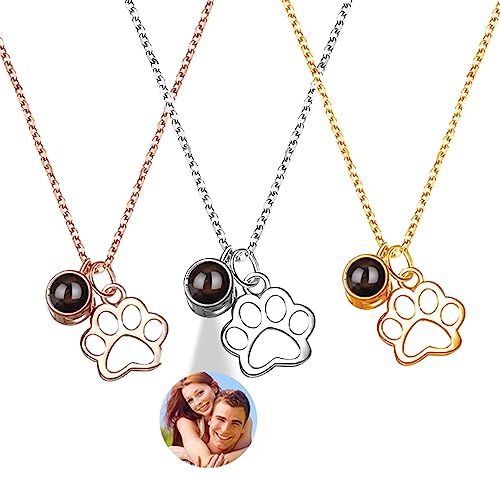Personalisierte Hund Pfoten Bild Projektion Halskette Silber Ich liebe dich 100 Sprachen Halskette Haustier Foto Projektion Halsketten angepasstes Geschenk für Weihnachten Geburtstag,Stil 11 von Smallduuck
