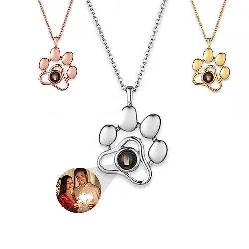 Personalisierte Hundepfoten Bild Projektion Halskette Silber Ich liebe dich 100 Sprachen Halskette Haustier Foto Projektion Halsketten personalisiertes Geschenk für Weihnachten Geburtstag,Stil 9 von Smallduuck