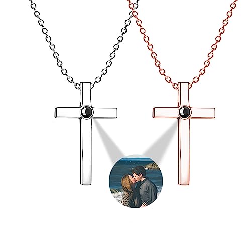 Smallduuck Ich liebe dich Halskette 100 Sprachen Silber personalisierte Foto Projektion Halsketten Kreuz Anhänger Projektion Halsketten personalisierte Geschenke für Frauen Ihr Mädchen,Stil 1 von Smallduuck