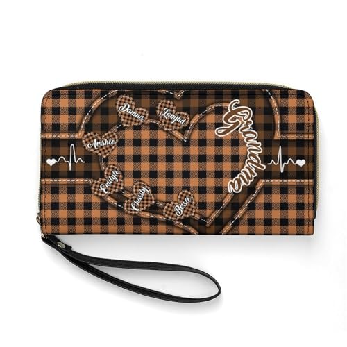 Smallduuck Personalisierbare Geldbörse für Großmütter mit 1–15 Namen, PU-Leder, Lange Geldbörse, Grandma Wallet-10, 19.7 * 10.5cm von Smallduuck