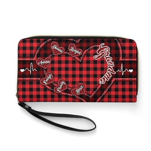 Smallduuck Personalisierbare Geldbörse für Großmütter mit 1–15 Namen, PU-Leder, Lange Geldbörse, Grandma Wallet-6, 19.7 * 10.5cm von Smallduuck