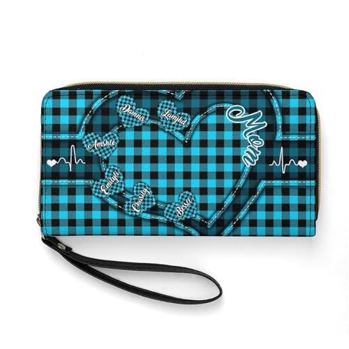 Smallduuck Personalisierbare Geldbörse für Großmütter mit 1–15 Namen, PU-Leder, Lange Geldbörse, Mom Wallet-7, 19.7 * 10.5cm von Smallduuck