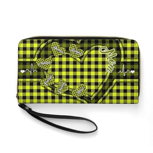 Smallduuck Personalisierbare Geldbörse für Großmütter mit 1–15 Namen, PU-Leder, Lange Geldbörse, Mom Wallet-9, 19.7 * 10.5cm von Smallduuck