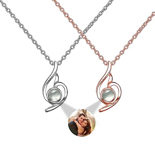 Smallduuck Personalisierte Bild Projektion Halskette für Frauen Silber Ich liebe dich 100 Sprachen Halskette Foto Projektion Halsketten personalisiertes Geschenk für Weihnachten Geburtstag,Stil 4 von Smallduuck
