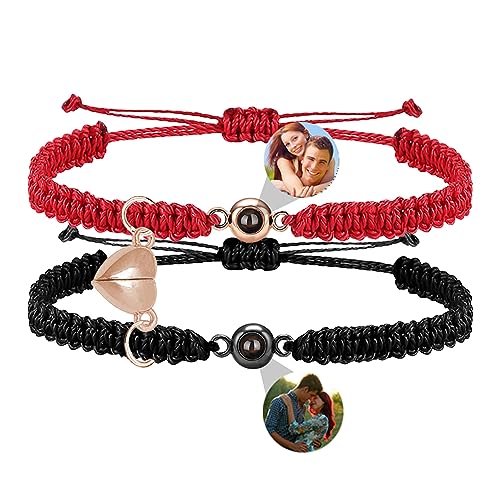 Smallduuck Personalisiertes Kreis Fotoarmband Paar Magneten Bildprojektionsarmband Ich liebe dich Armband 100 Sprachen Fotoschmuck für Geburtstag Valentinstag Weihnachten,Stil 10 von Smallduuck
