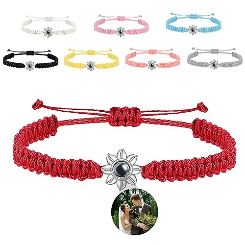 Smallduuck Personalisiertes Paar Foto Armband Sonnenblumen Seil Projektionsarmband Bild Armband Ich liebe dich Armband 100 Sprachen Projektionsschmuck für Geburtstag Valentinstag Weihnachten,Stil 10 von Smallduuck