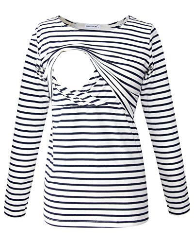 Smallshow Damen Stillshirt Umstandsmode T-Shirt Umstandstop Umstandsshirt Schwangerschaft Kleidung Stilltop Langarmshirt White Stripe XL Smallshow Damen Stillshirt Umstandsmode T-Shirt Umstandstop Umstandsshirt Schwangerschaft Kleidung Stilltop Langarmshirt White Stripe XL von Smallshow