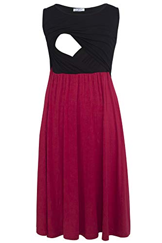Smallshow Ärmelloses Patchwork-Umstandskleid mit Taschen für Frauen Black-Wine XX-Large Smallshow Ärmelloses Patchwork-Umstandskleid mit Taschen für Frauen Black-Wine XX-Large von Smallshow