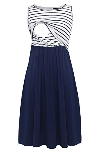 Smallshow Ärmelloses Patchwork-Umstandskleid mit Taschen für Frauen Navy Stripe-Navy XX-Large Smallshow Ärmelloses Patchwork-Umstandskleid mit Taschen für Frauen Navy Stripe-Navy XX-Large von Smallshow